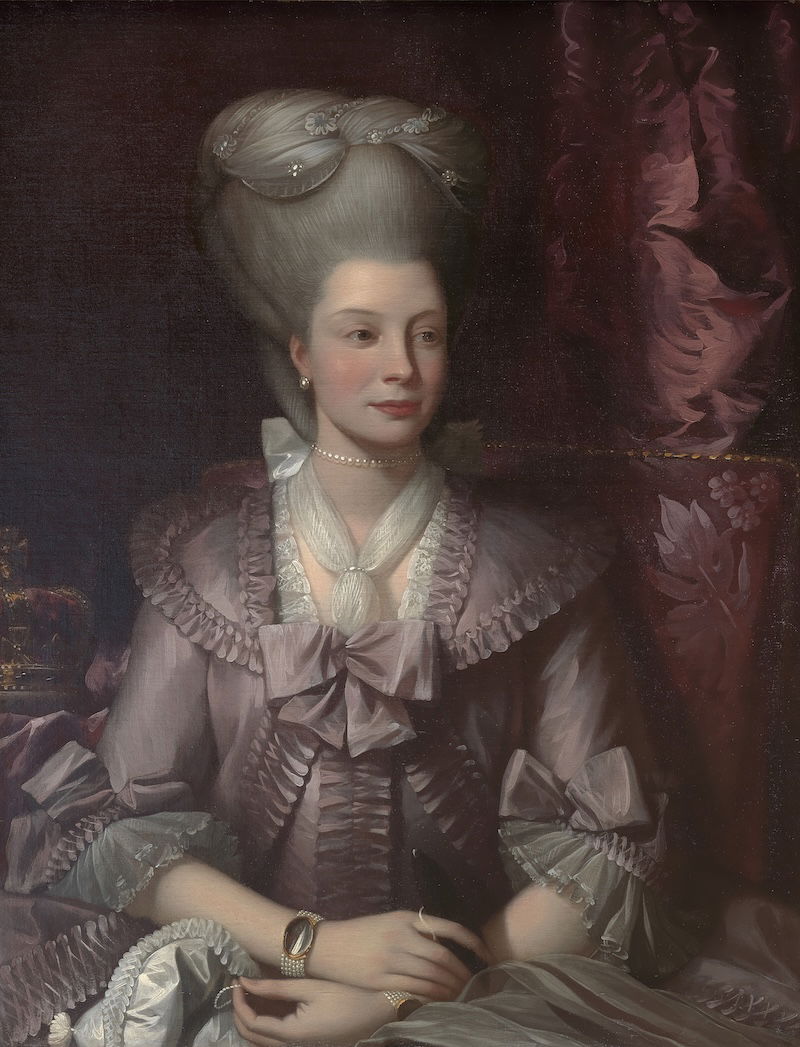 Queen Charlotte, Benjamin West, 1777. Yale Center for British Art. Public Domain.
